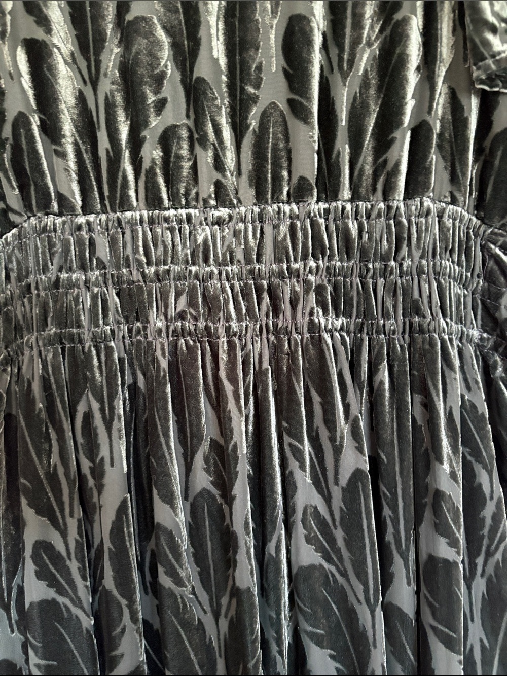 Anthropologie Dark Green Velvet Feather Maxi Dress, NWT - Picture 7 of 8